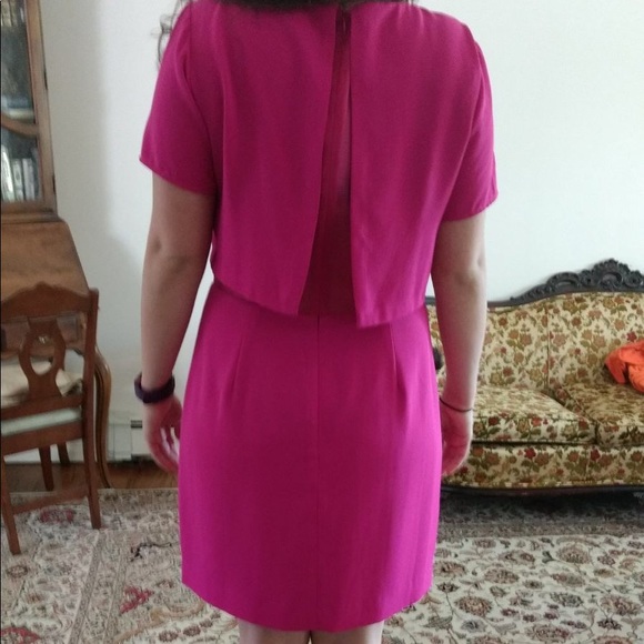 Fuchsia cocktail dress with mesh insert - Picture 4 of 7