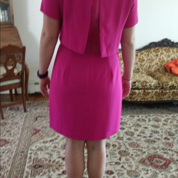 Fuchsia cocktail dress with mesh insert - Picture 6 of 7