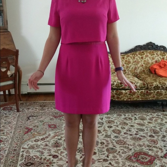Fuchsia cocktail dress with mesh insert - Picture 7 of 7