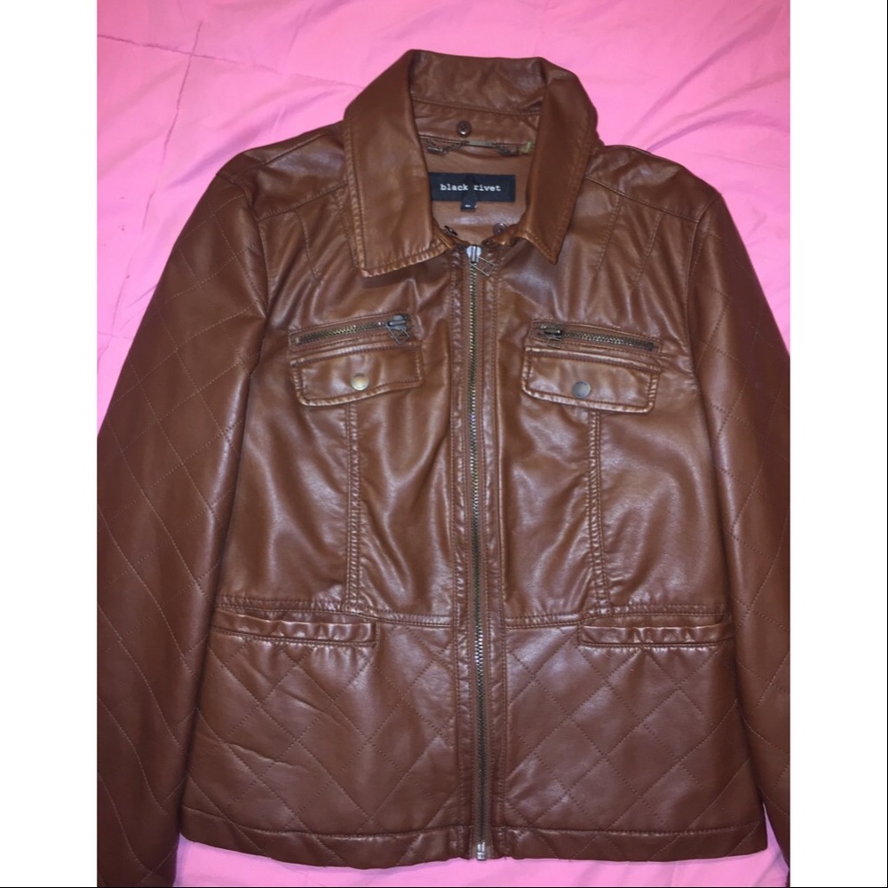 BLACK RIVET Brown leather jacket