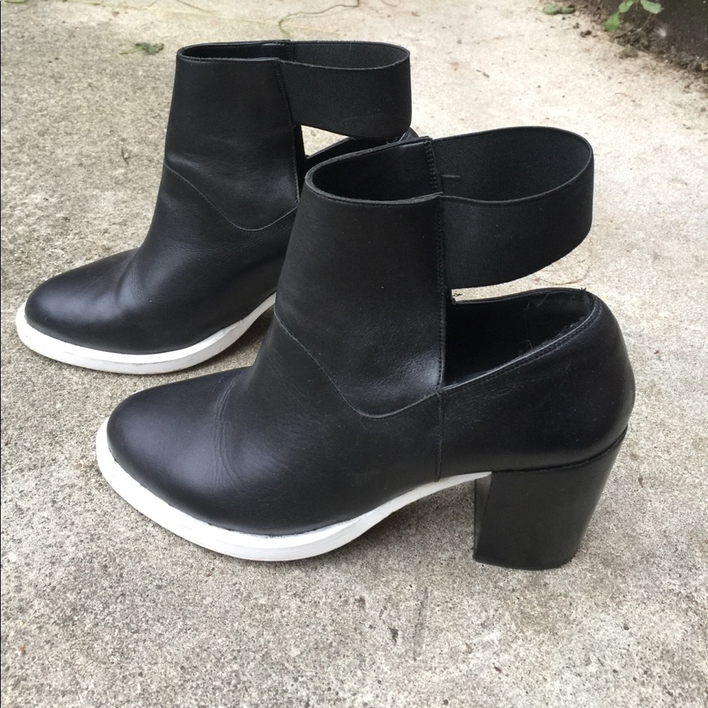 Top shop black and white booties.