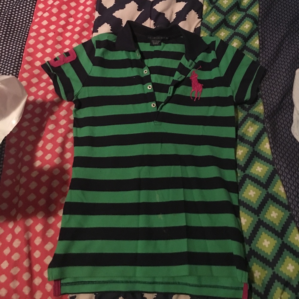Ralph Lauren: Green & Navy Blue Collar Shirt