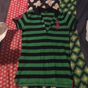 Ralph Lauren: Green & Navy Blue Collar Shirt