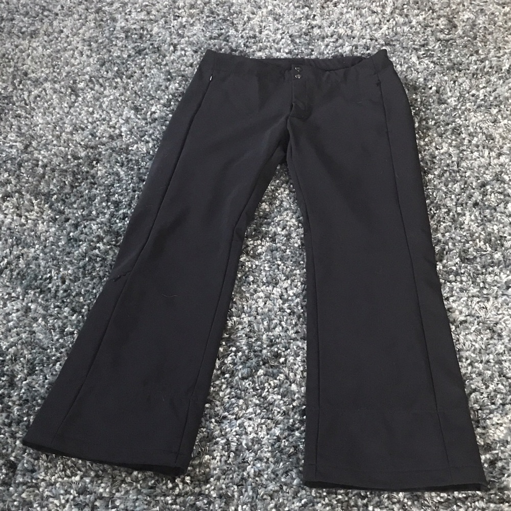 Ski Pants, nylon inside. Polyester outside.
