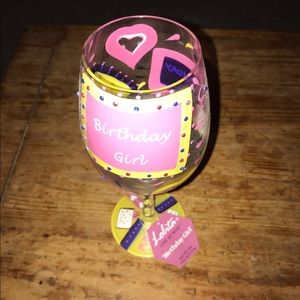 Lolita hand painted "Birthday Girl" wine glass