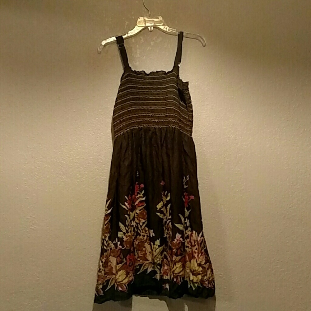 Brown floral print dress