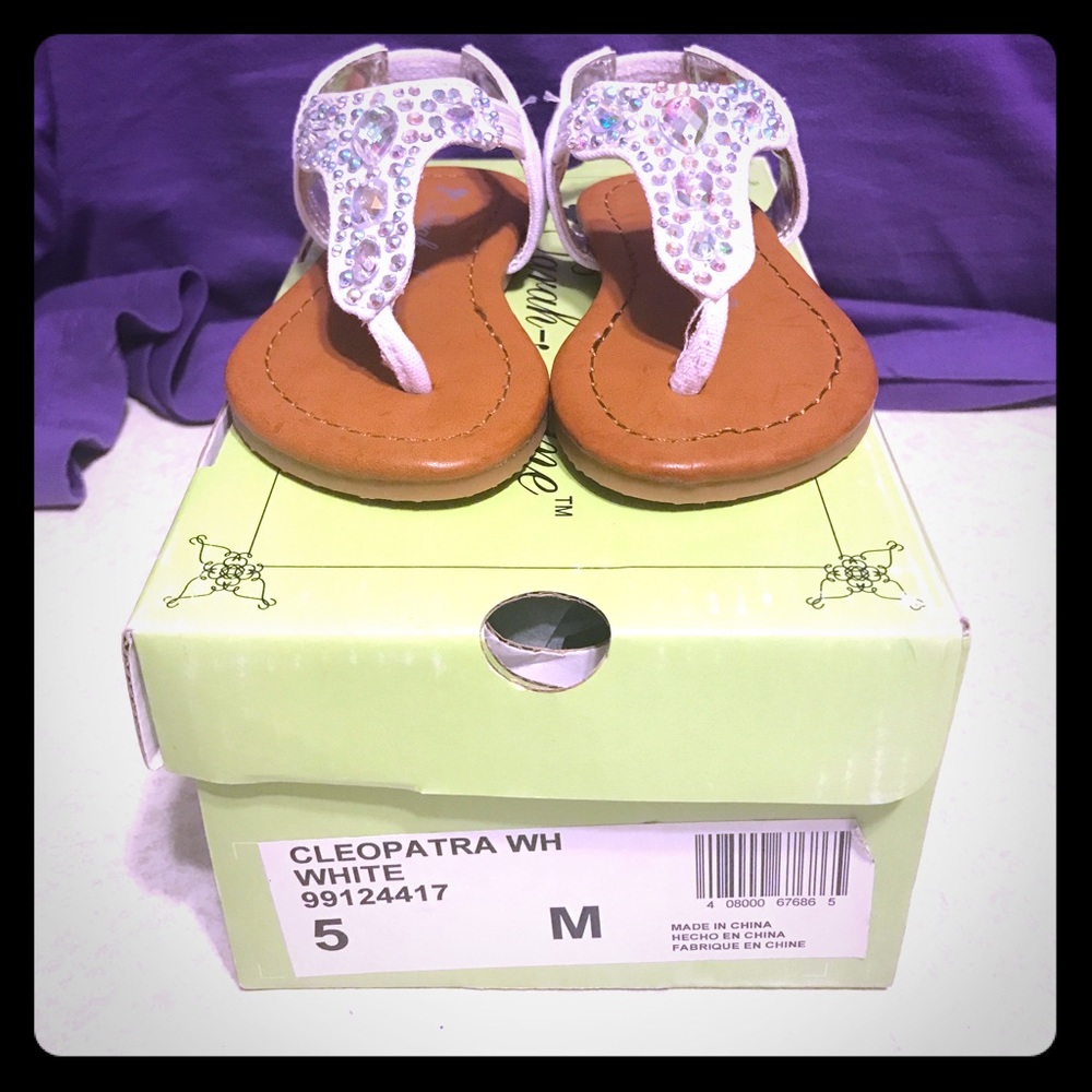 Toddler open toe canvas white slingback