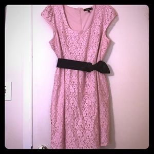 Pink lace dress size 2X with black belt