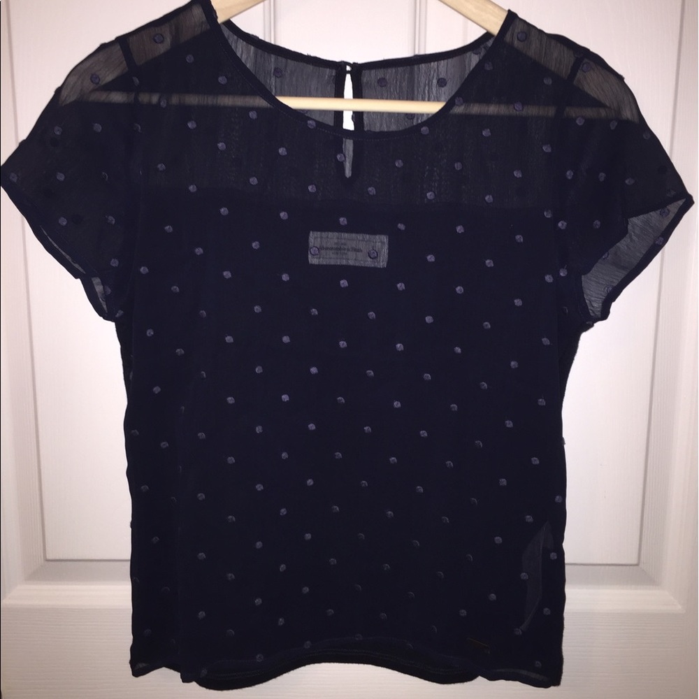 Translucent Polka Dot high neck Crop Top