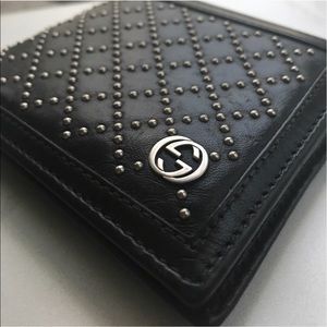 Gucci Black Diamanté Leather Studded Bifold Wallet