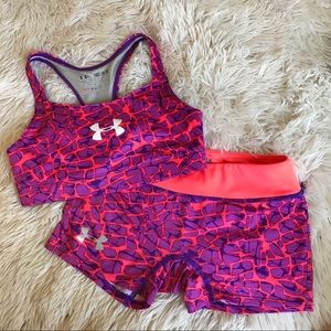 YM Under Armour compression shorts and bra