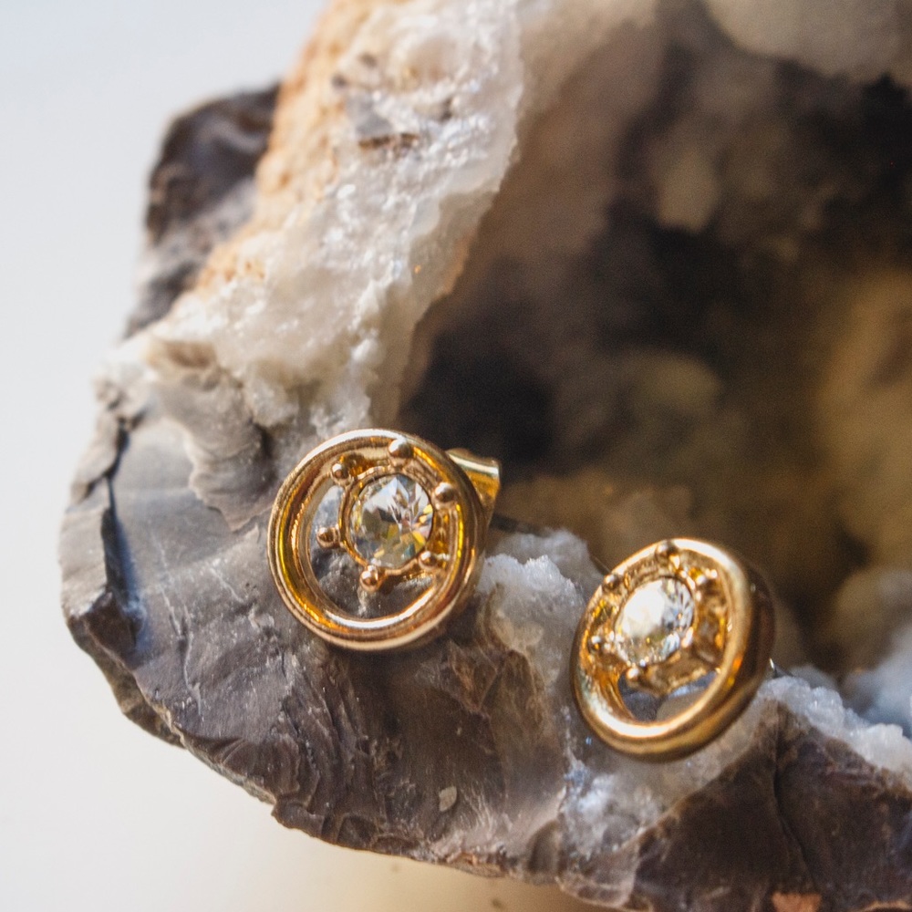Delicate tiny gold earrings