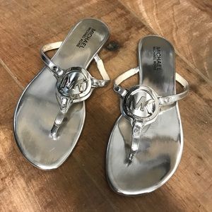 Michael Kors Silver Melodie Sandals - Size 7.5