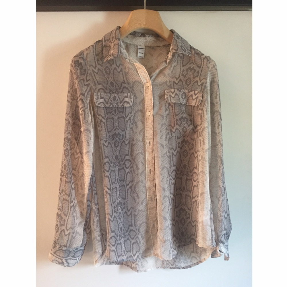 Snake print button down shirt XS