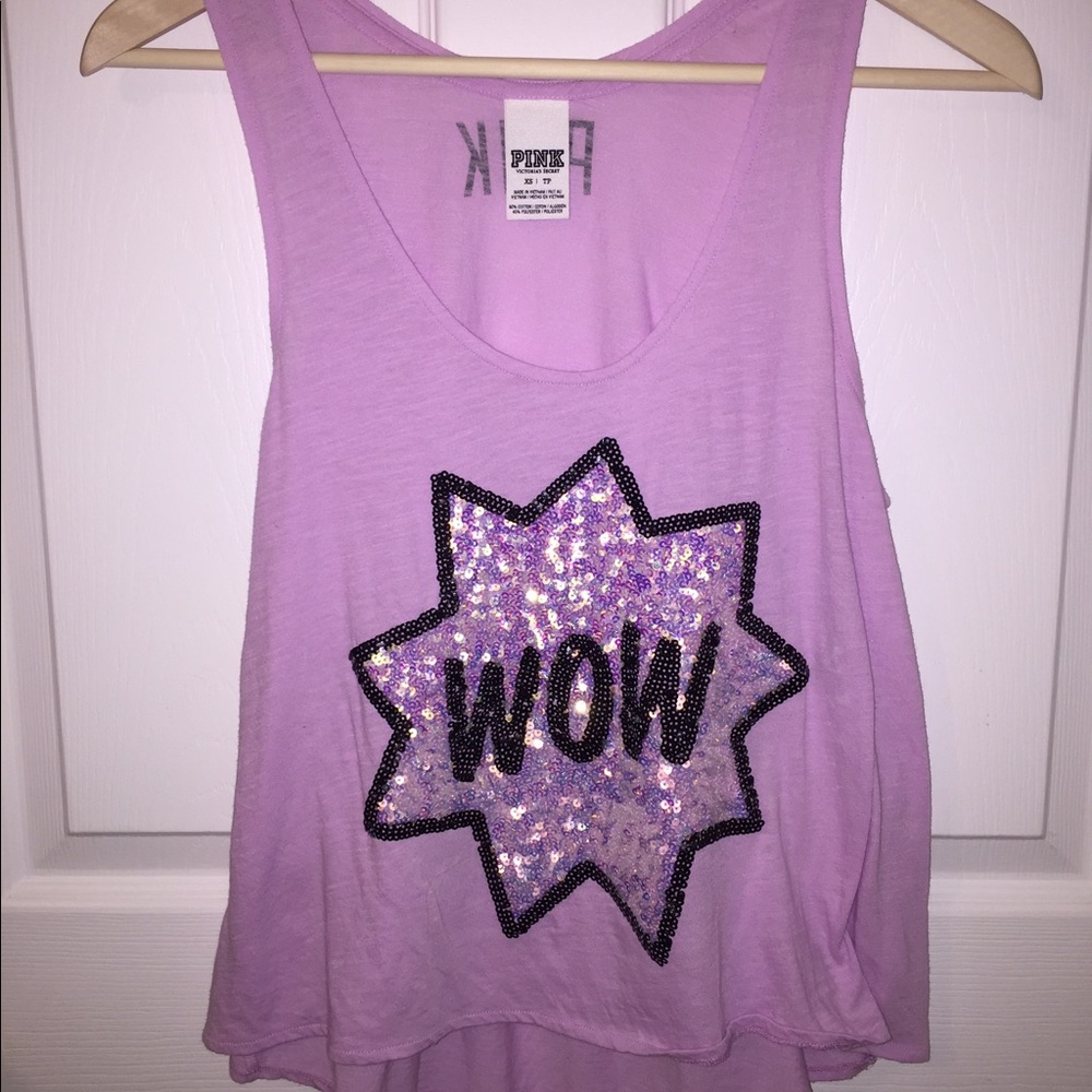 VS Pink Sequin Crop Top Tank