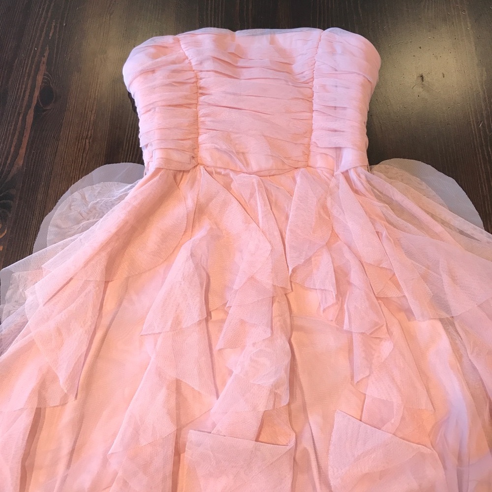 Shell pink strapless high-low vintage dress