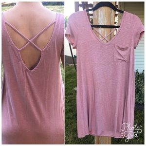 AEO Soft & Sexy Blush Criss-cross T-Shirt Dress