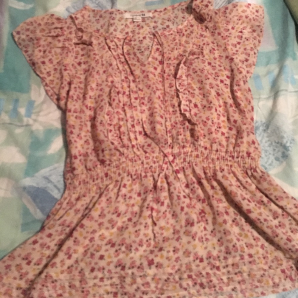 See through floral blouse