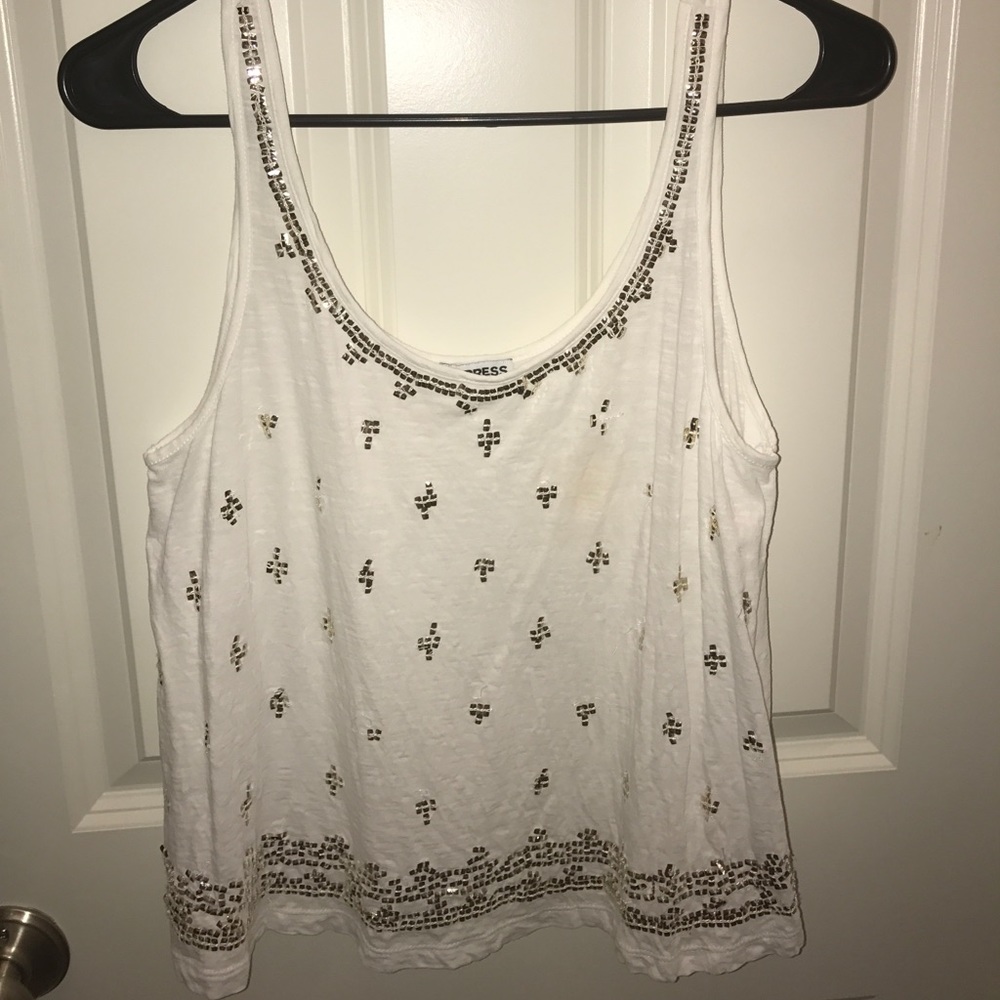 White Express Sparkly Tank