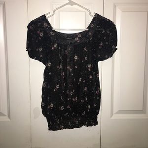 Sheer black crop shirt