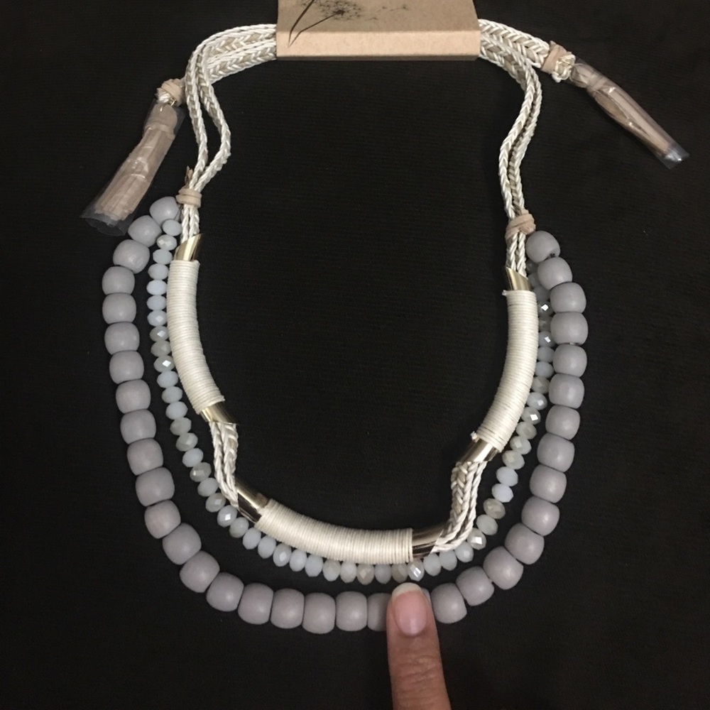 🆕New Mixed Beaded Corded Statement Necklace - Picture 3 of 3