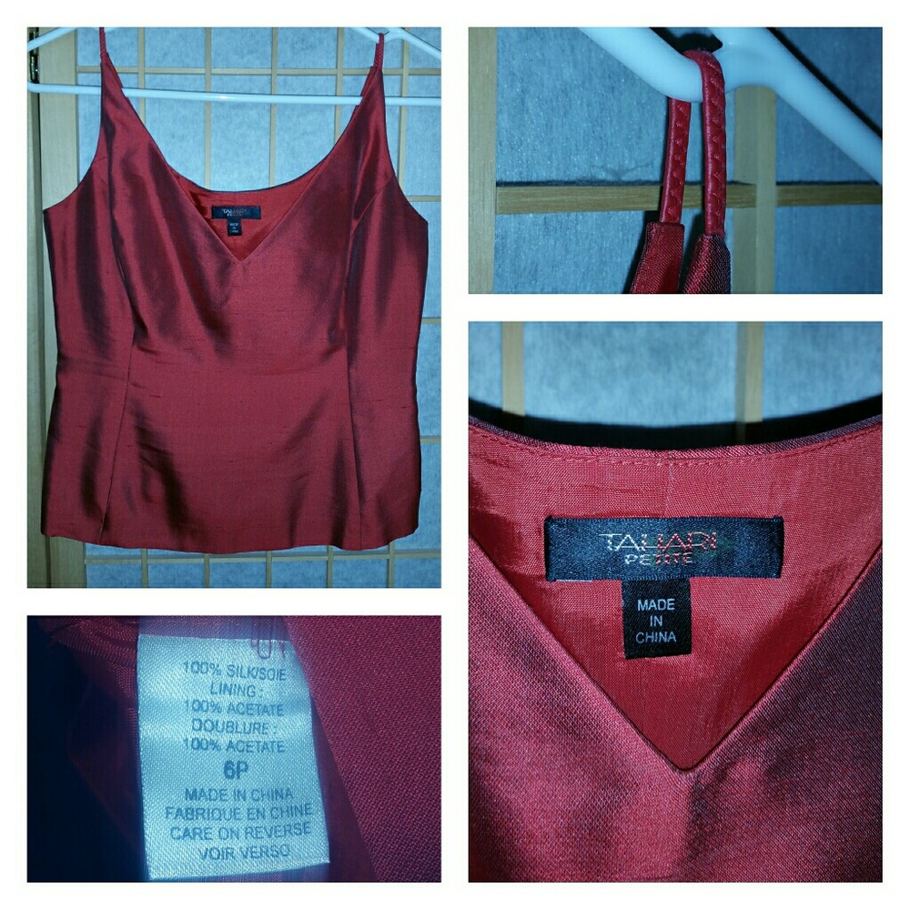 Red silk top