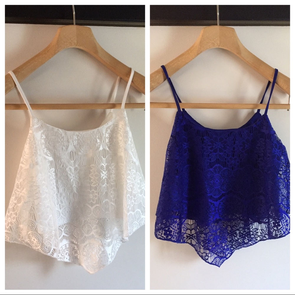 White and blue lace crop top (buy one or both)