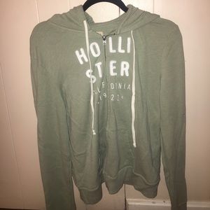 olive green hollister zip up