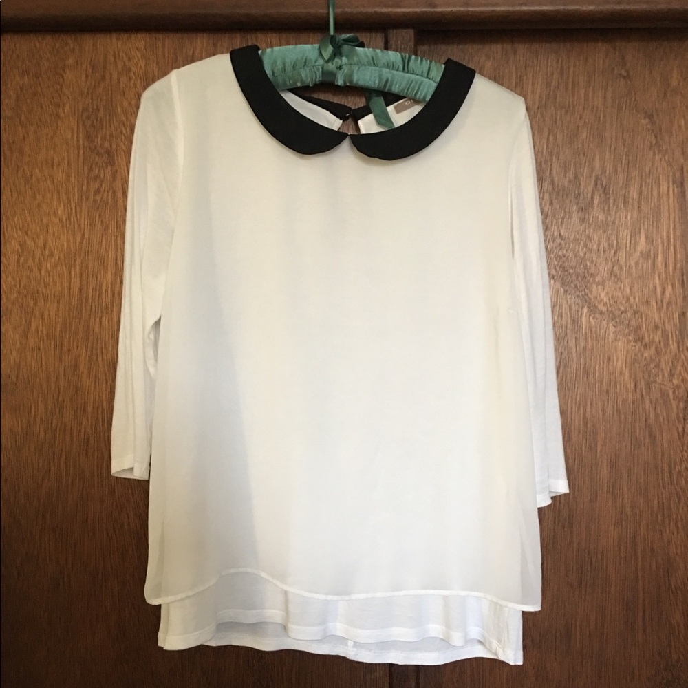 Peter-Pan Contrast Collar Blouse