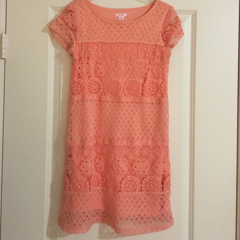 Coral lace dress
