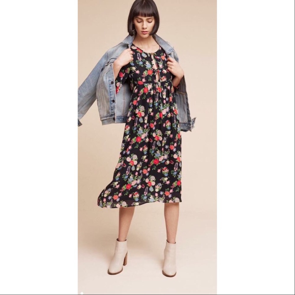 Anthropologie Nieves Lavi Sakura Silk Dress.