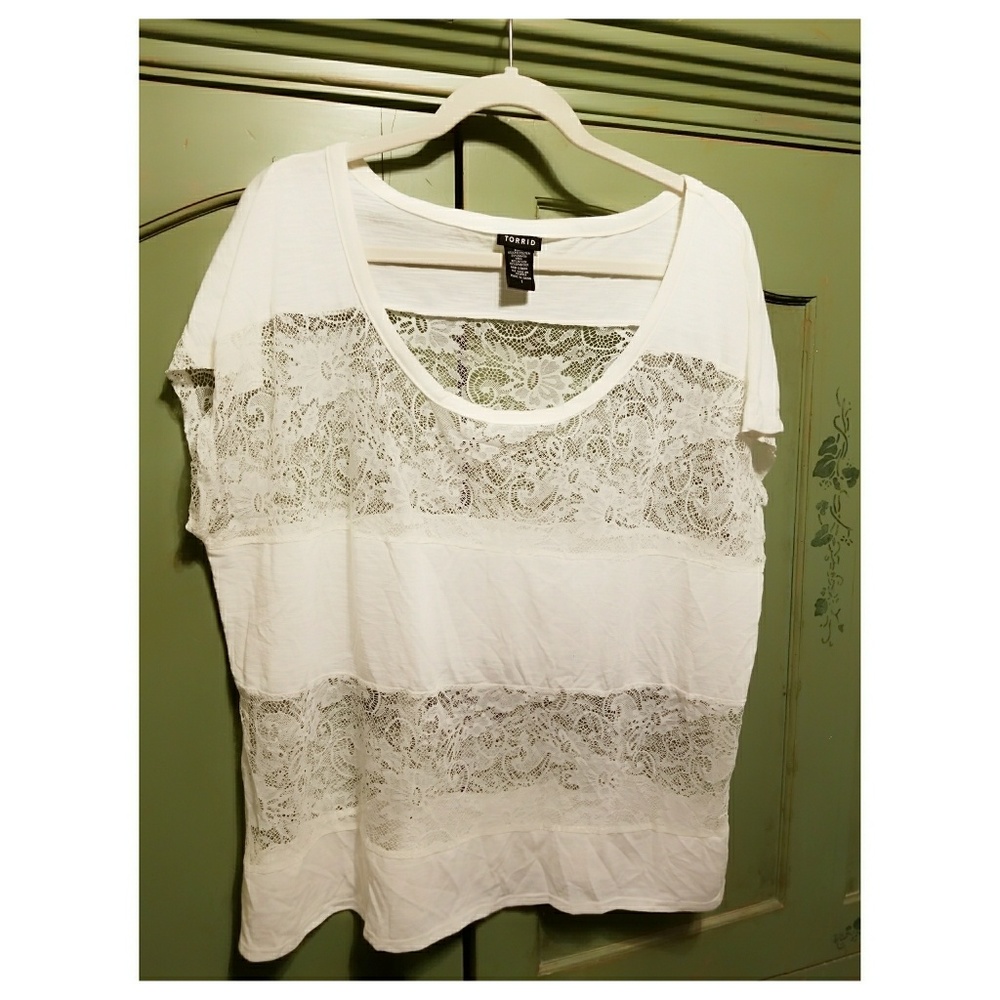 Cotton & Lace Knit Tee