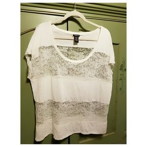 Cotton & Lace Knit Tee