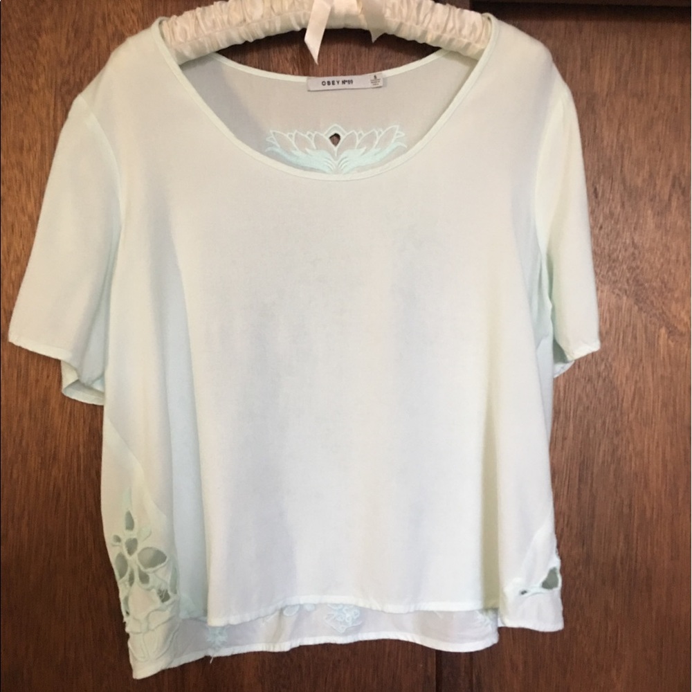 Obey Mint Embroidered Top