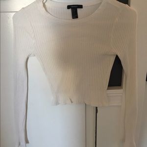 JERSEY KNIT LONG SLEEVE CROP TOP