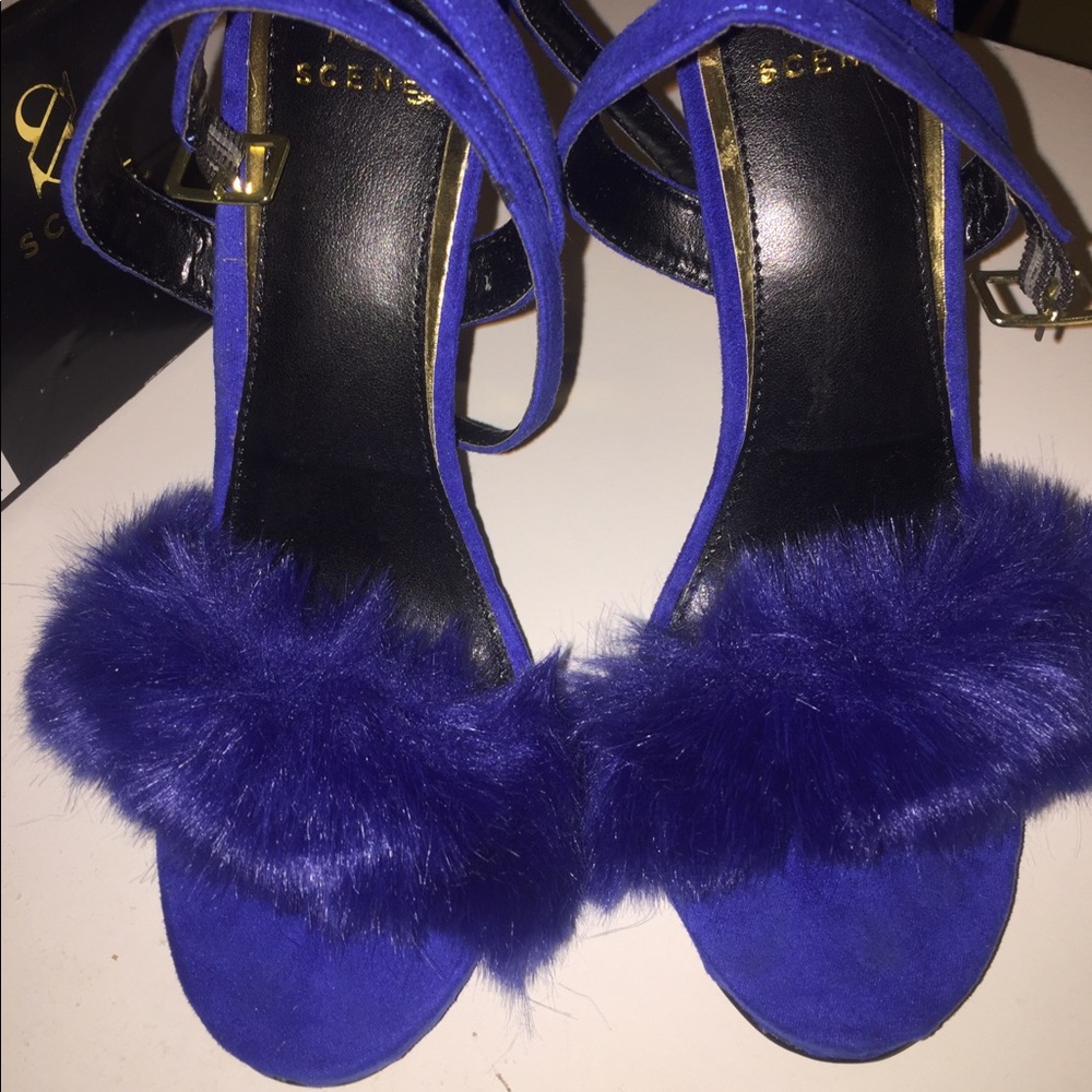 Princessa Royal Blue Fur Heel