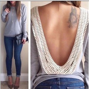 Open back long sleeve sweatshirt style