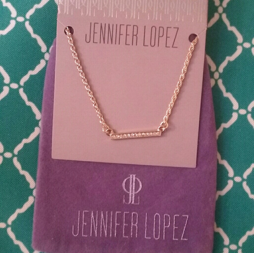 JLo Rectangle Necklace NWT gold tone