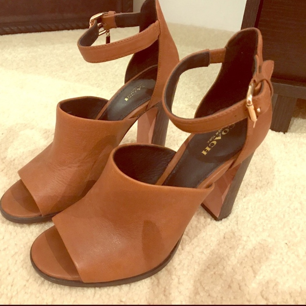 Tan Coach Sandal Heels