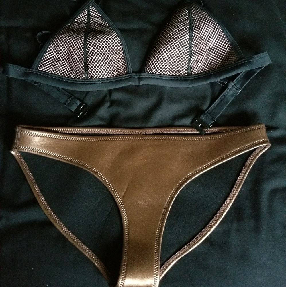 Bronze metallic triangle bikini