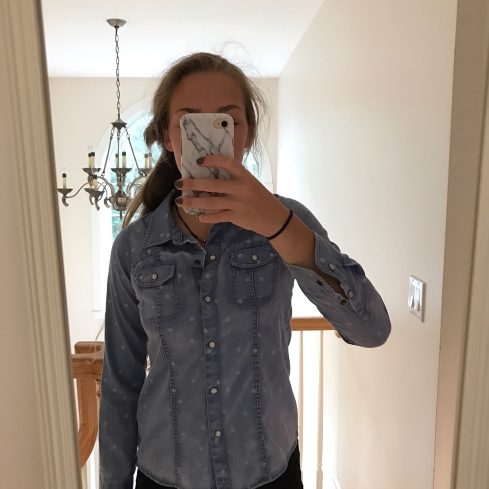 polka-dot button down