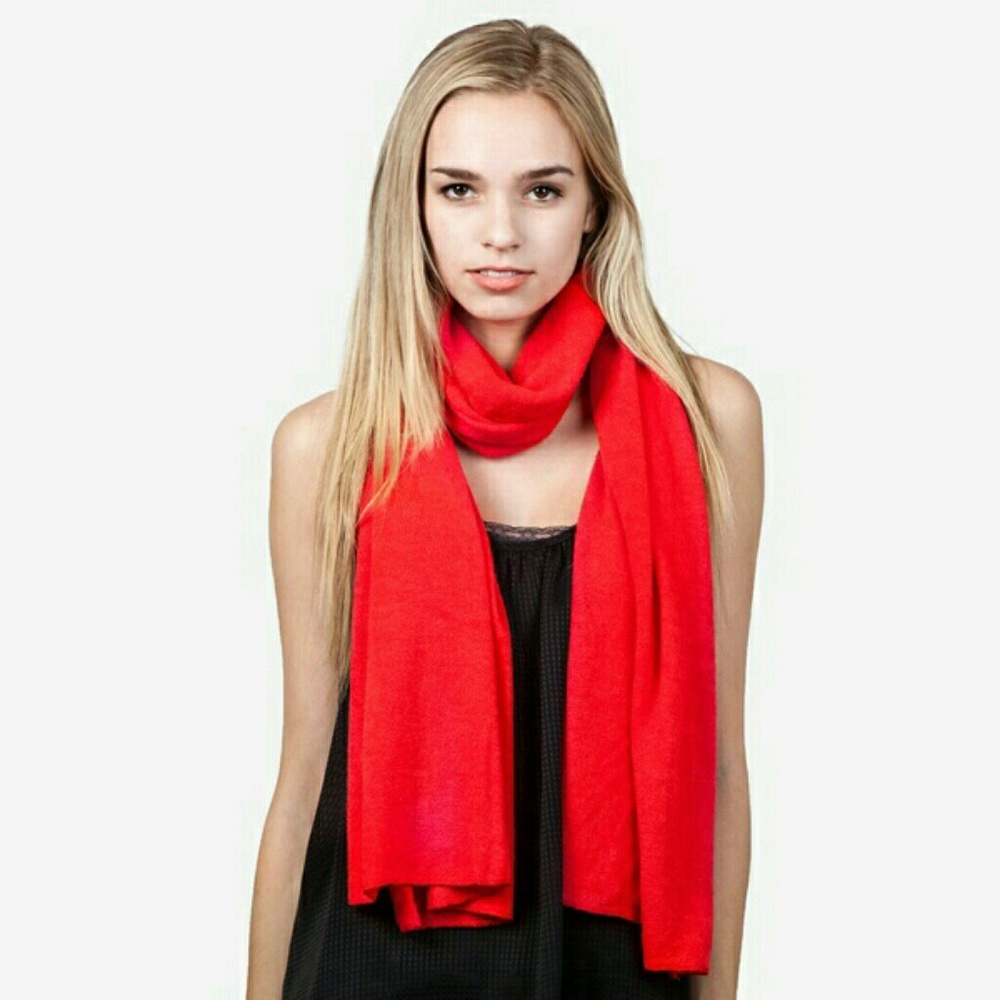 Red Knit Scarf Wrap Tassels