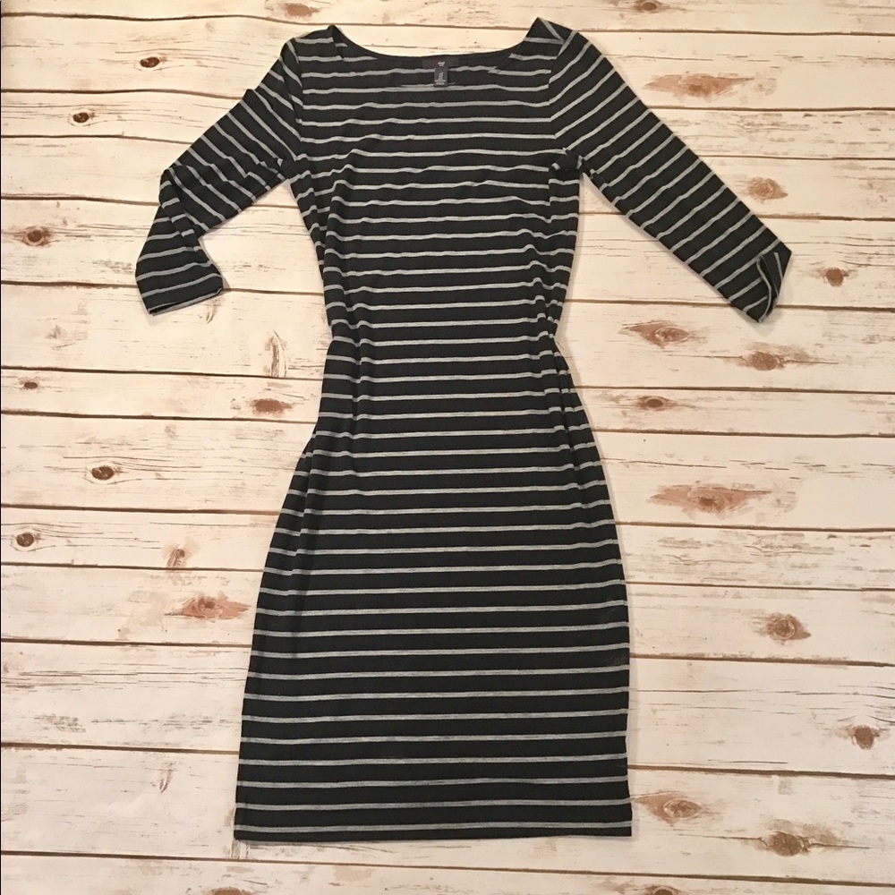 Gap Boat Neck Striped Midi Dress Small