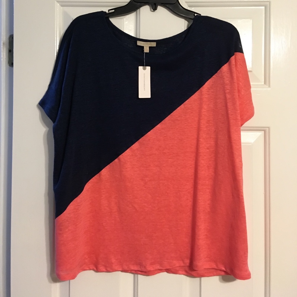FINAL PRICE: Anthropologie blue and peach shirt, S