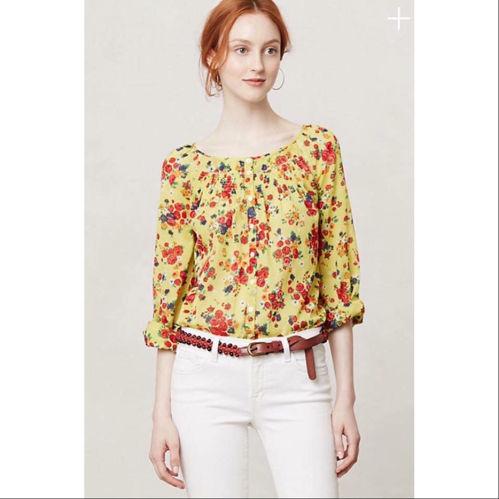 Anthropologie Lemon Bloom Blouse.
