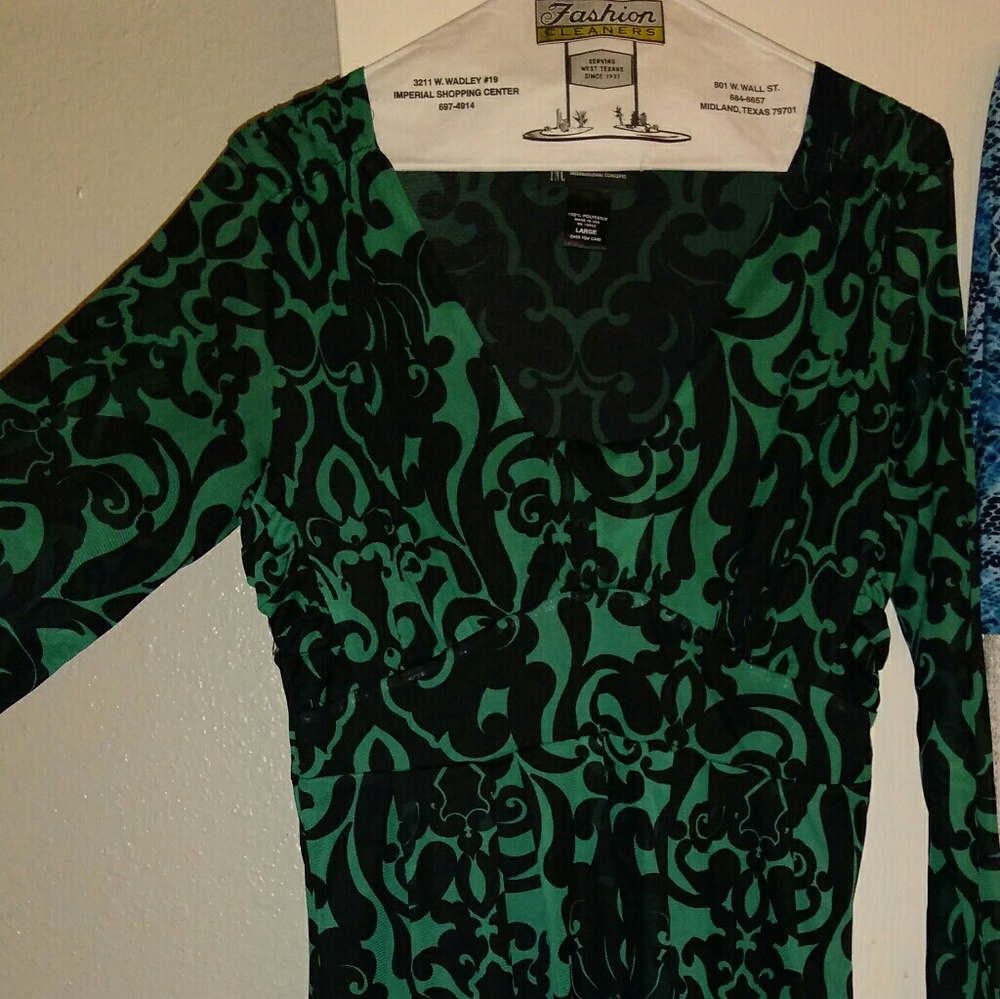 Green and black dress