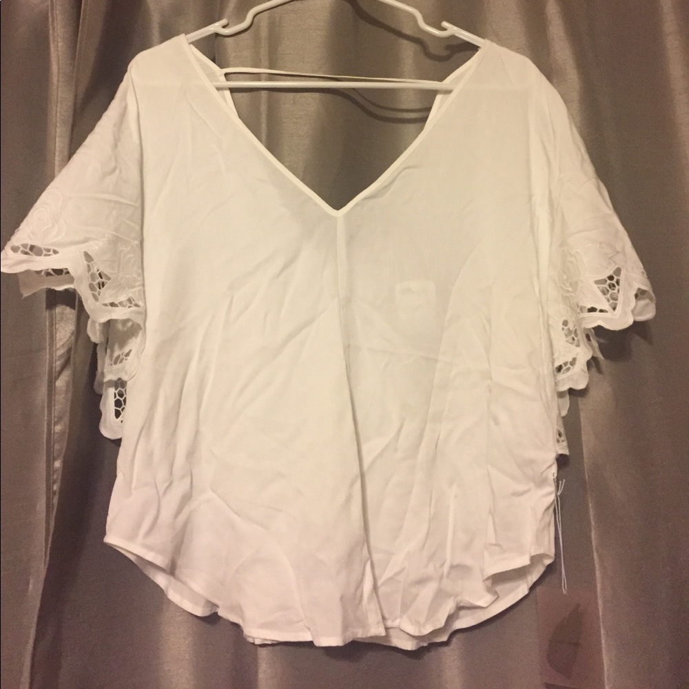 White Blouse with Rose detail NWT