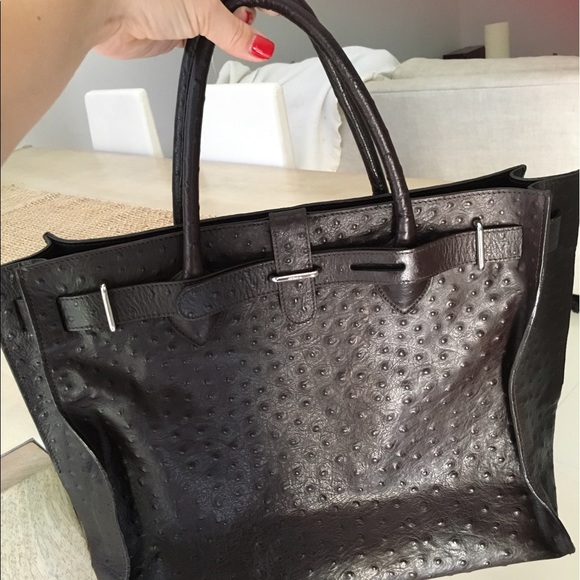 Furla Ostrich Embossed Tote Greta 