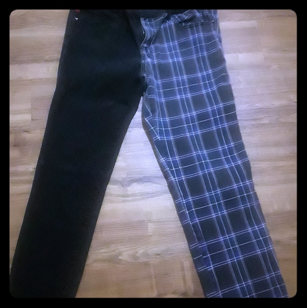 One sided plaid pants