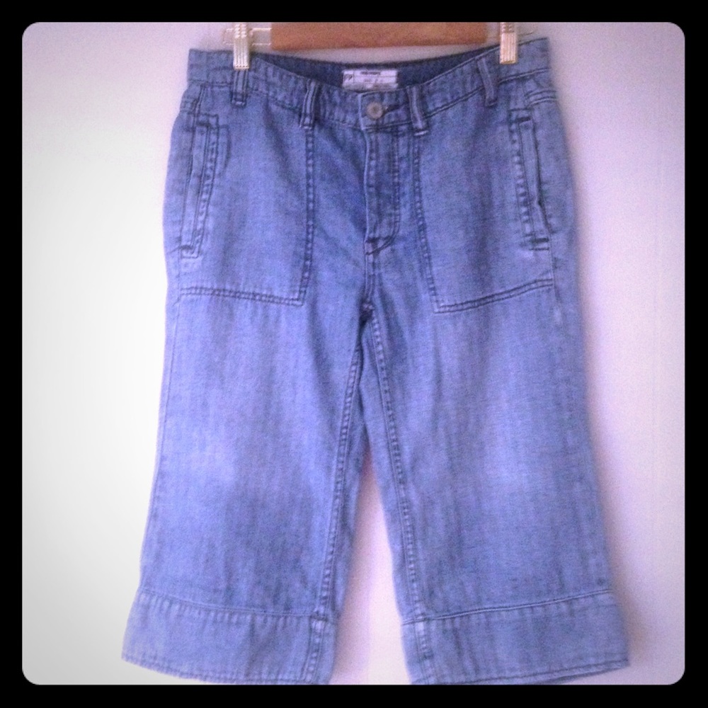 NWOT Free People Denim Cropped/Gaucho jeans sz0 - Picture 3 of 5